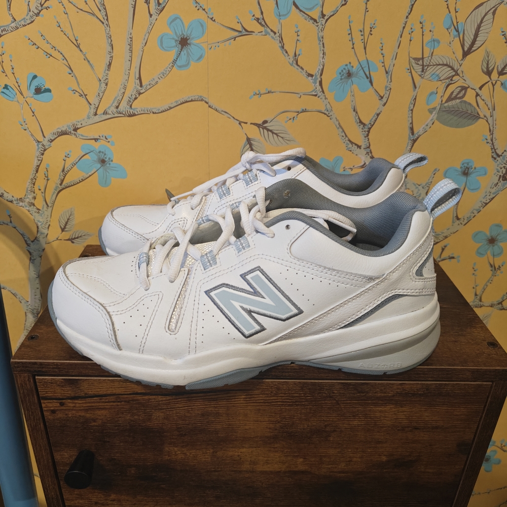 New Balance Style 608, Leather Sneakers, With Grey And Blue Accents